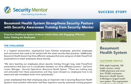Security Mentor Case Study with Beaumont Health