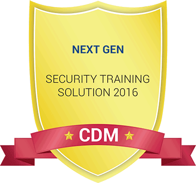 Security Mentor 2016 winner of Next Gen award for Security Training Solutions by CDM Magazine