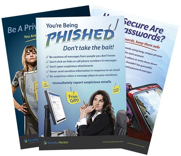 3 Security Awareness Training posters from Security Mentor
