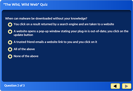 Example lesson quiz from Security Mentor security awareness training