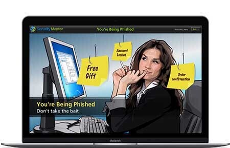 Screen capture of our Phishing lesson from the Security Mentor security awareness training curricula