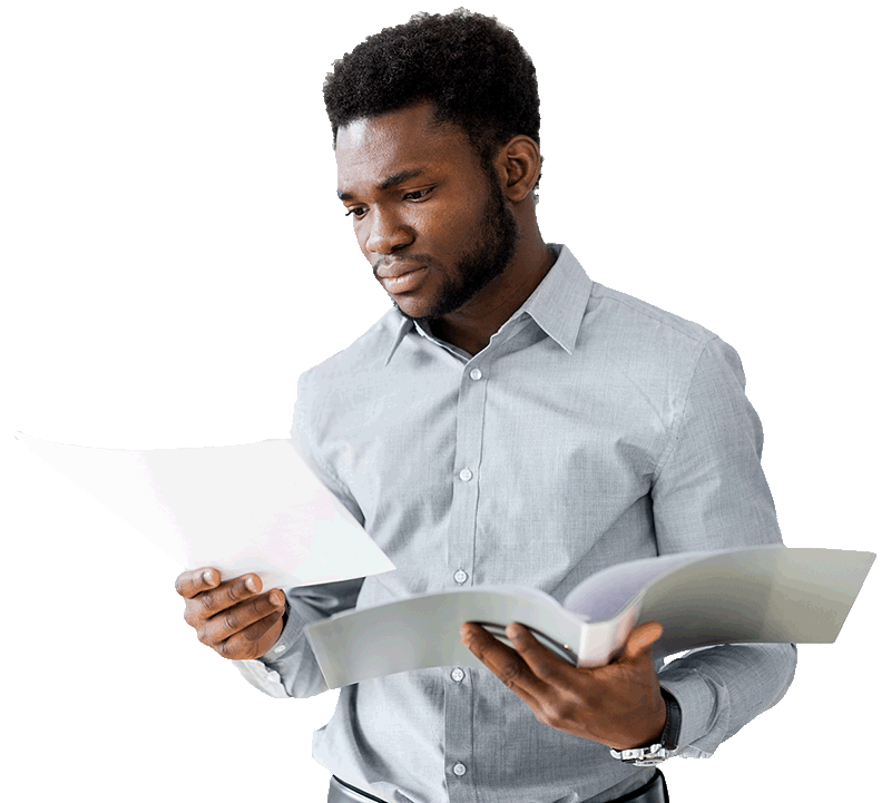 Employee Reviewing Policies Graphic representing employee reviewing policies